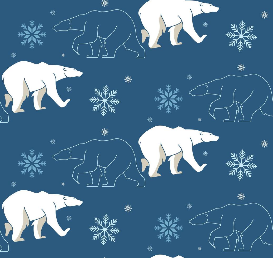 Cute snow bear seamless pattern for winter vector