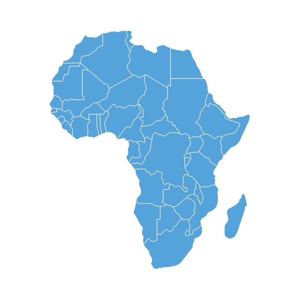 Blue colored map silhouette of the African continent vector