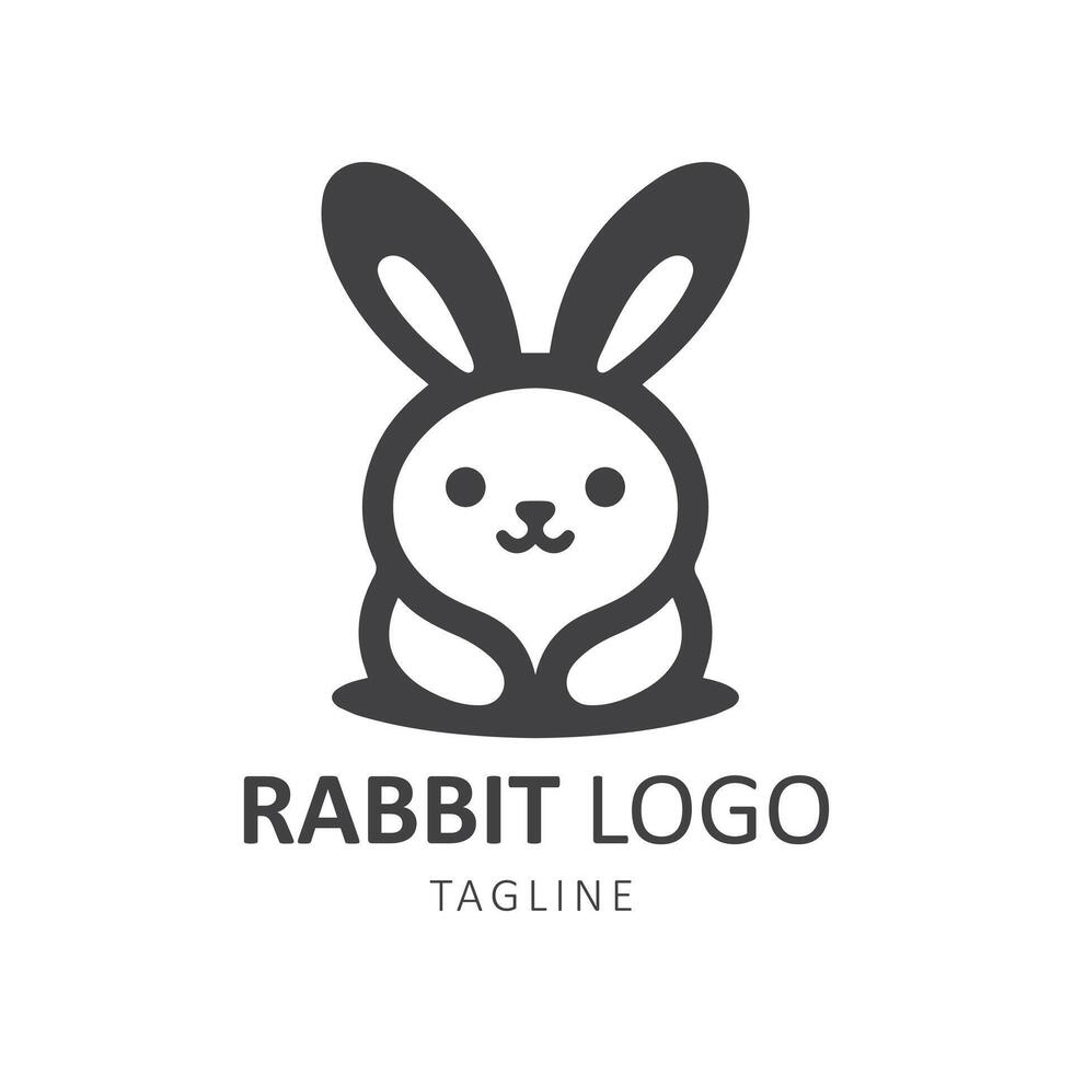Cartoon cute rabbit logo design with front face vector
