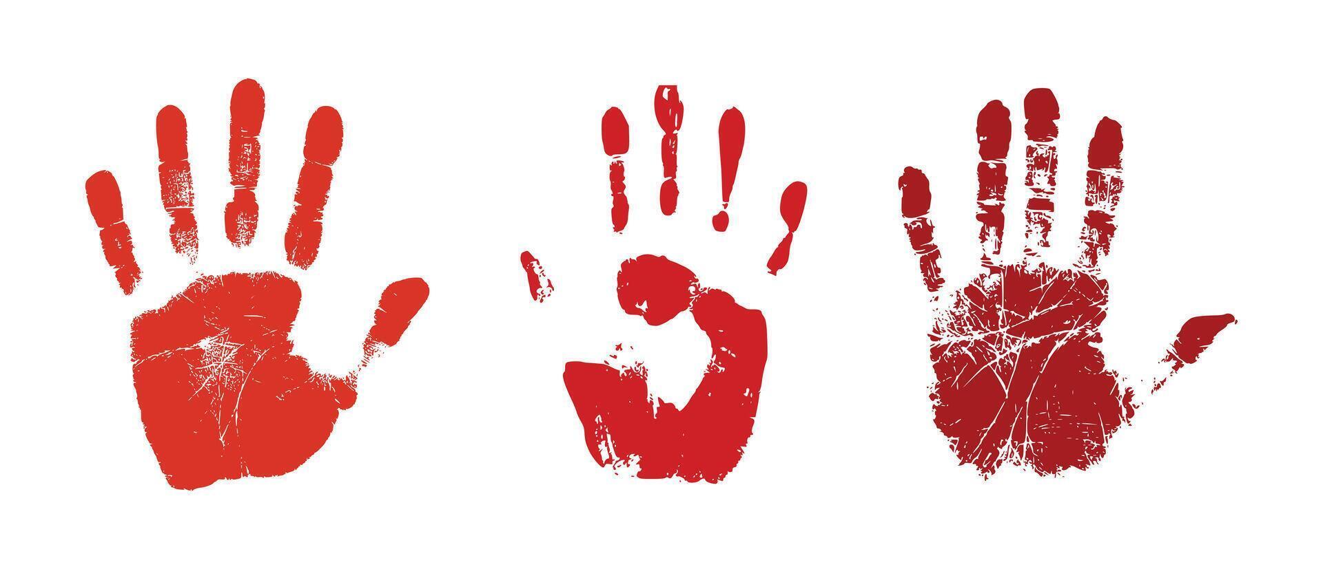 Set of red bloody handprints for horror theme vector