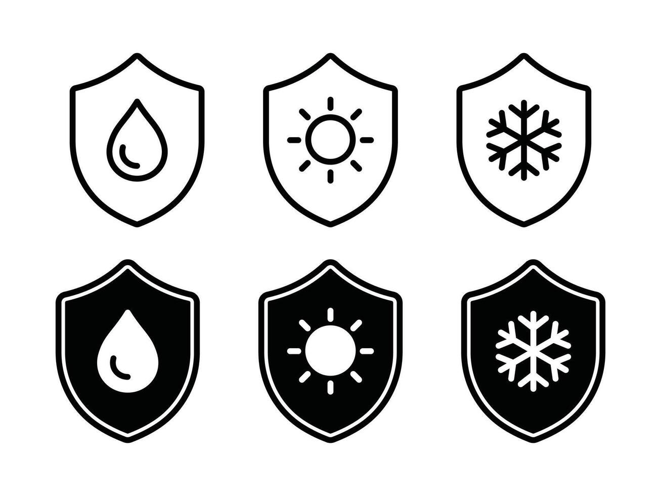 Combined icon set for weather protection features vector