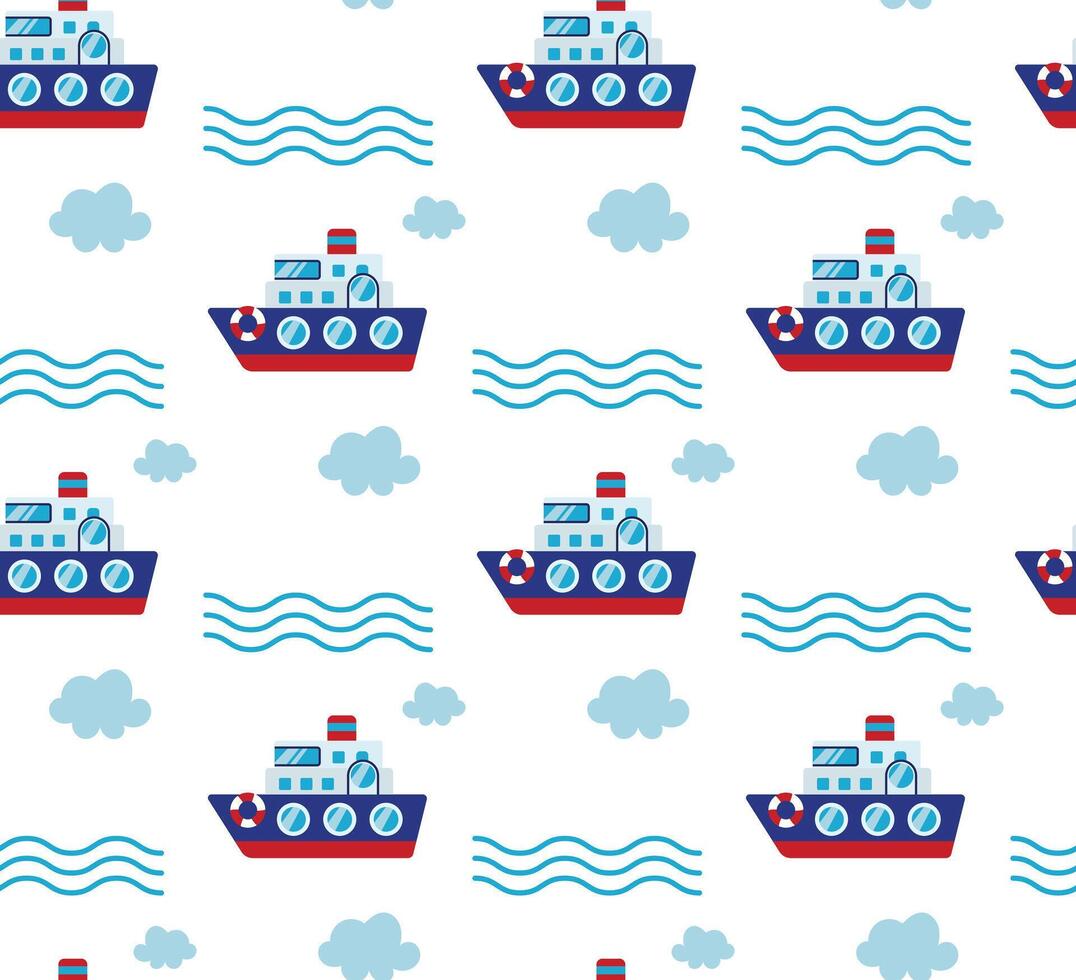 Toy ship pattern design for kids vector