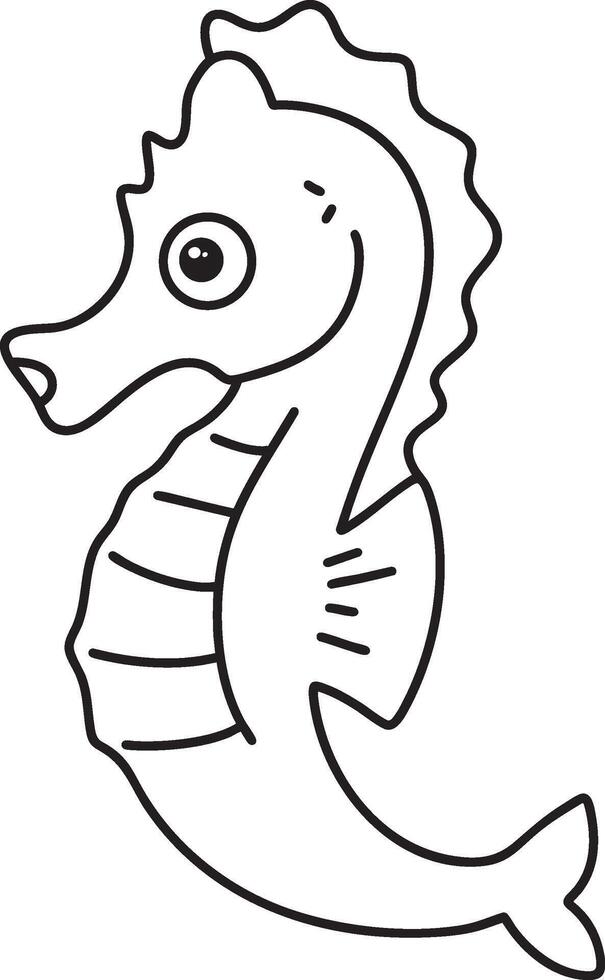 Simple seahorse drawing outline vector
