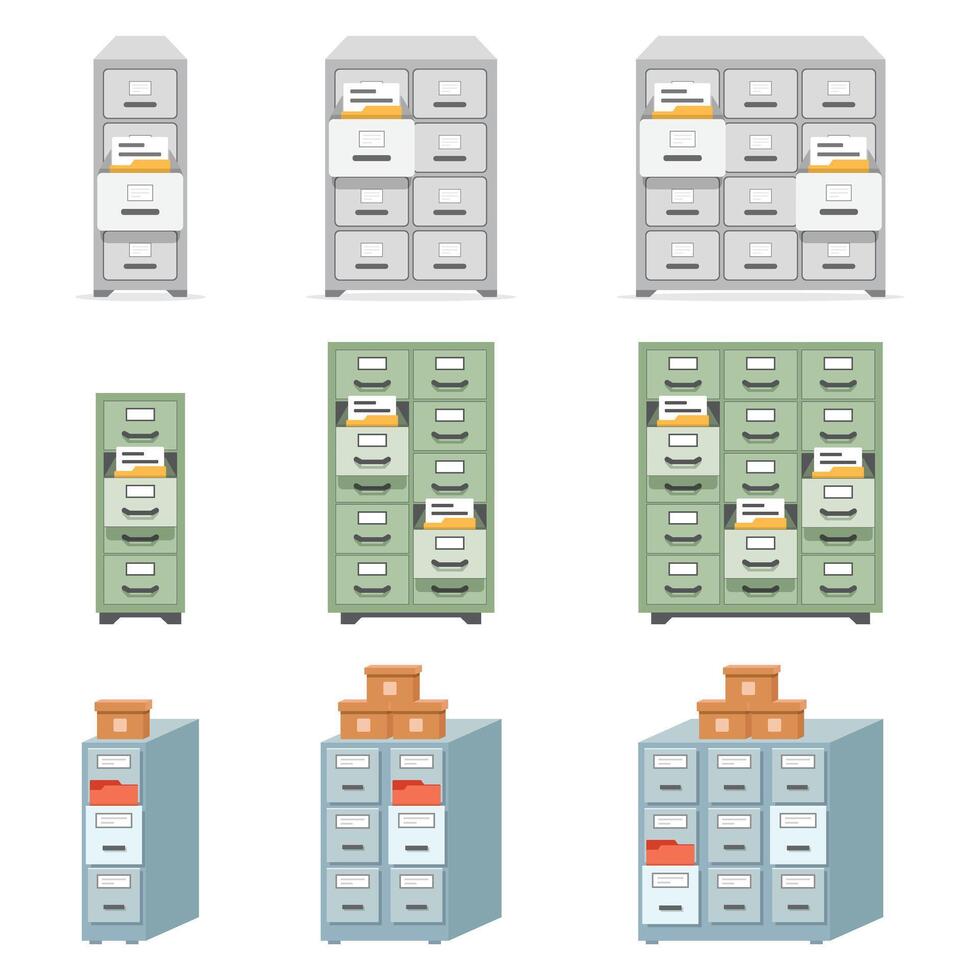 File cabinet set illustration vector