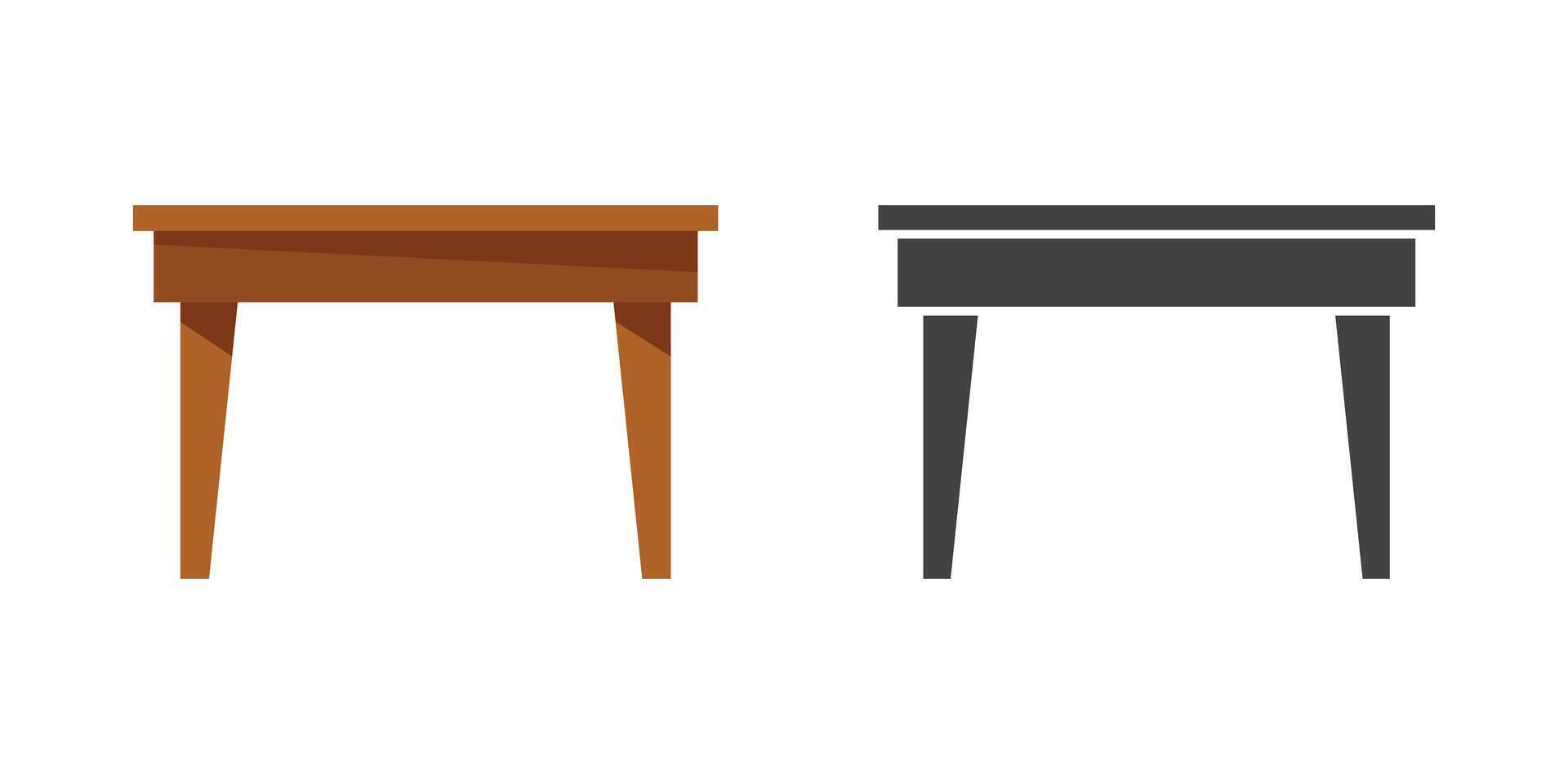 dos mesas con piernas y un mesa con un mesa parte superior vector