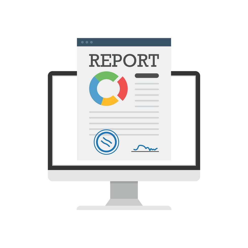 Report icon on monitor screen vector