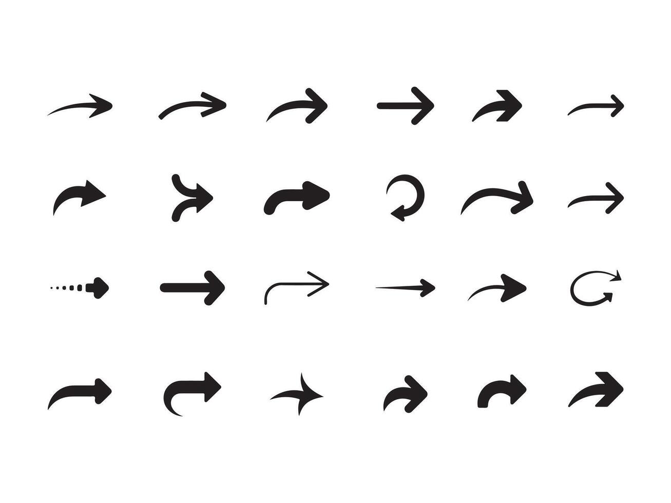 Set of various black arrows for graphic design vector