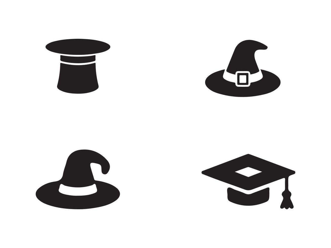 Four Different Types of Hats in Flat Style vector