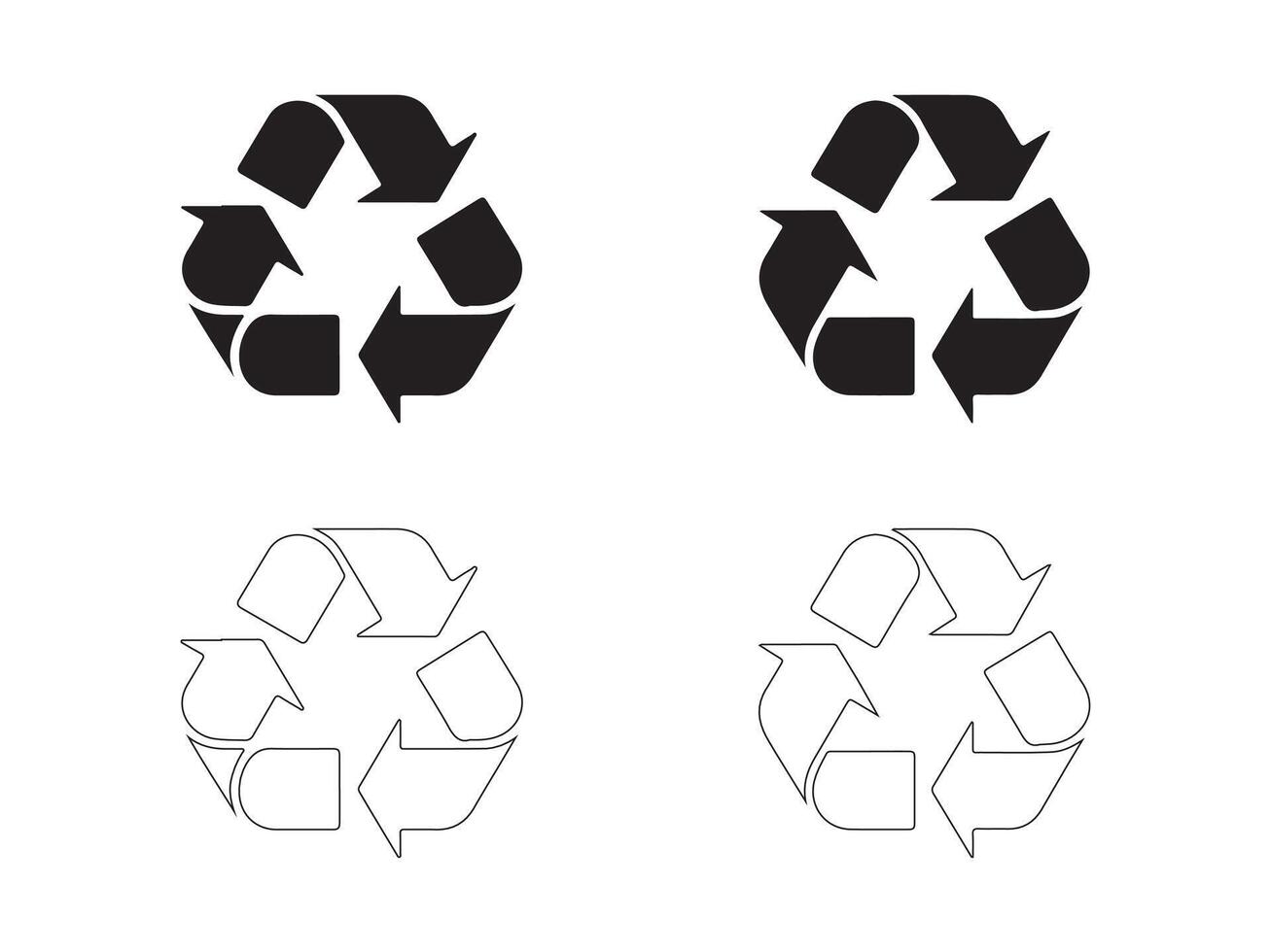 Recycling Symbol Variations in Black and White vector