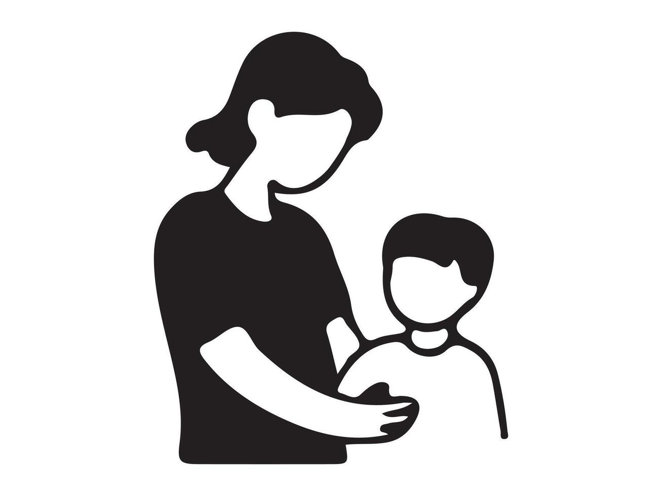 Mother and Child Silhouettes Showing Care and Support vector