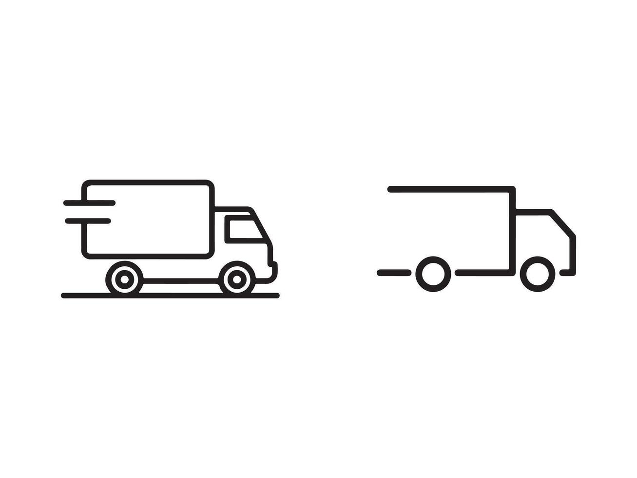 Simple line art illustration of two delivery trucks. vector