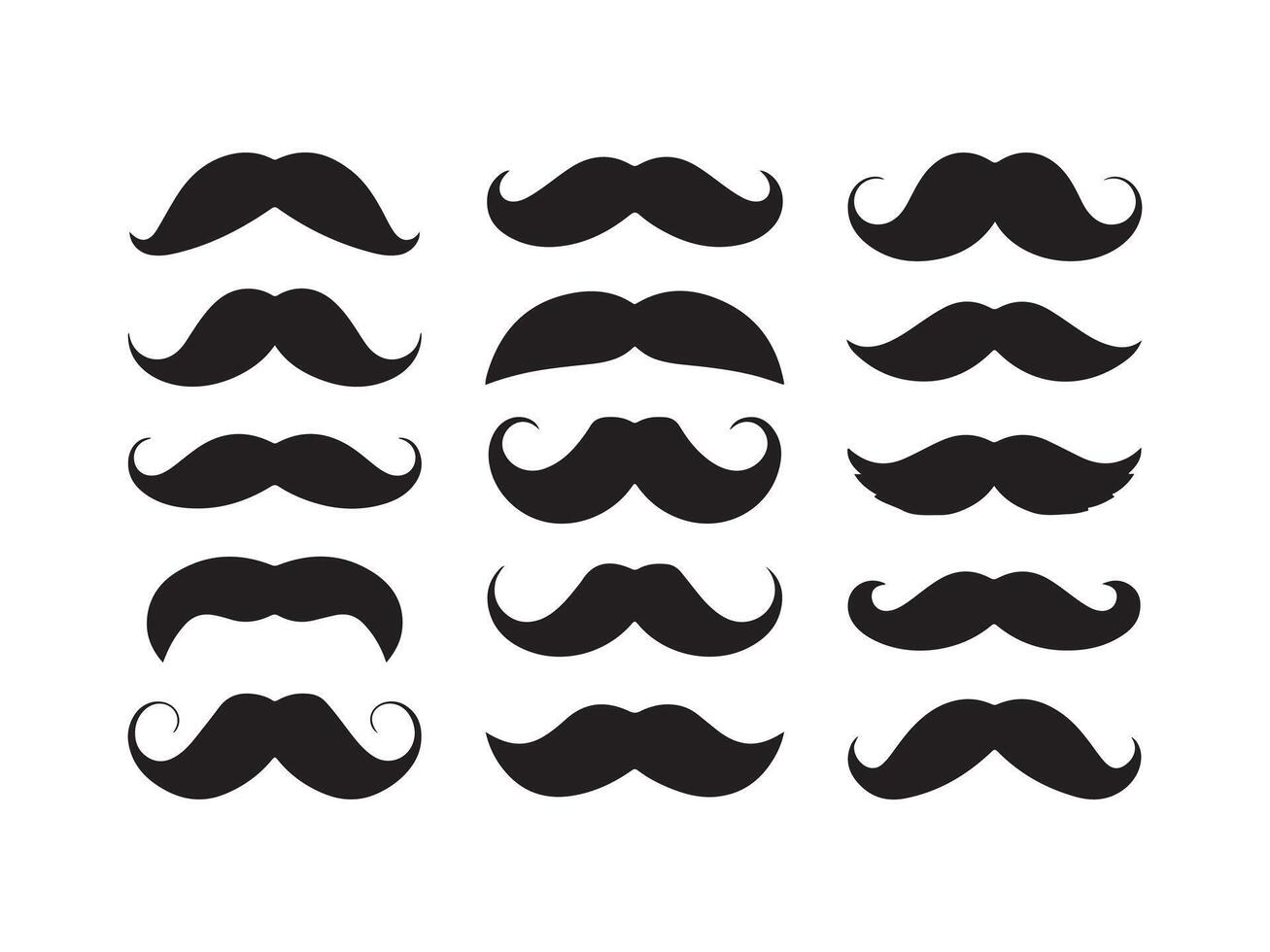 Collection of Various Mustache Silhouettes vector