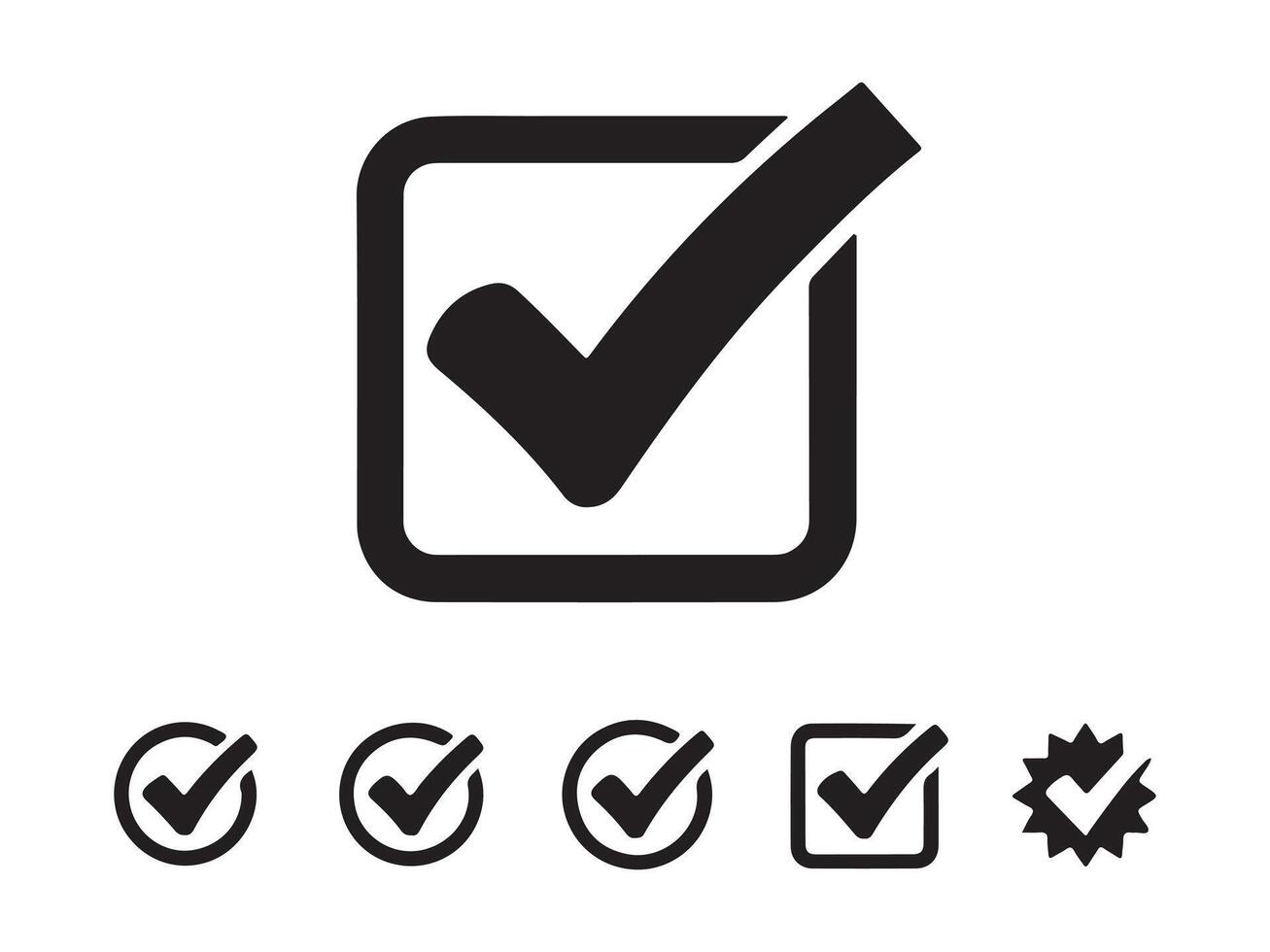 Set of simple checkmark icons with approval symbols vector