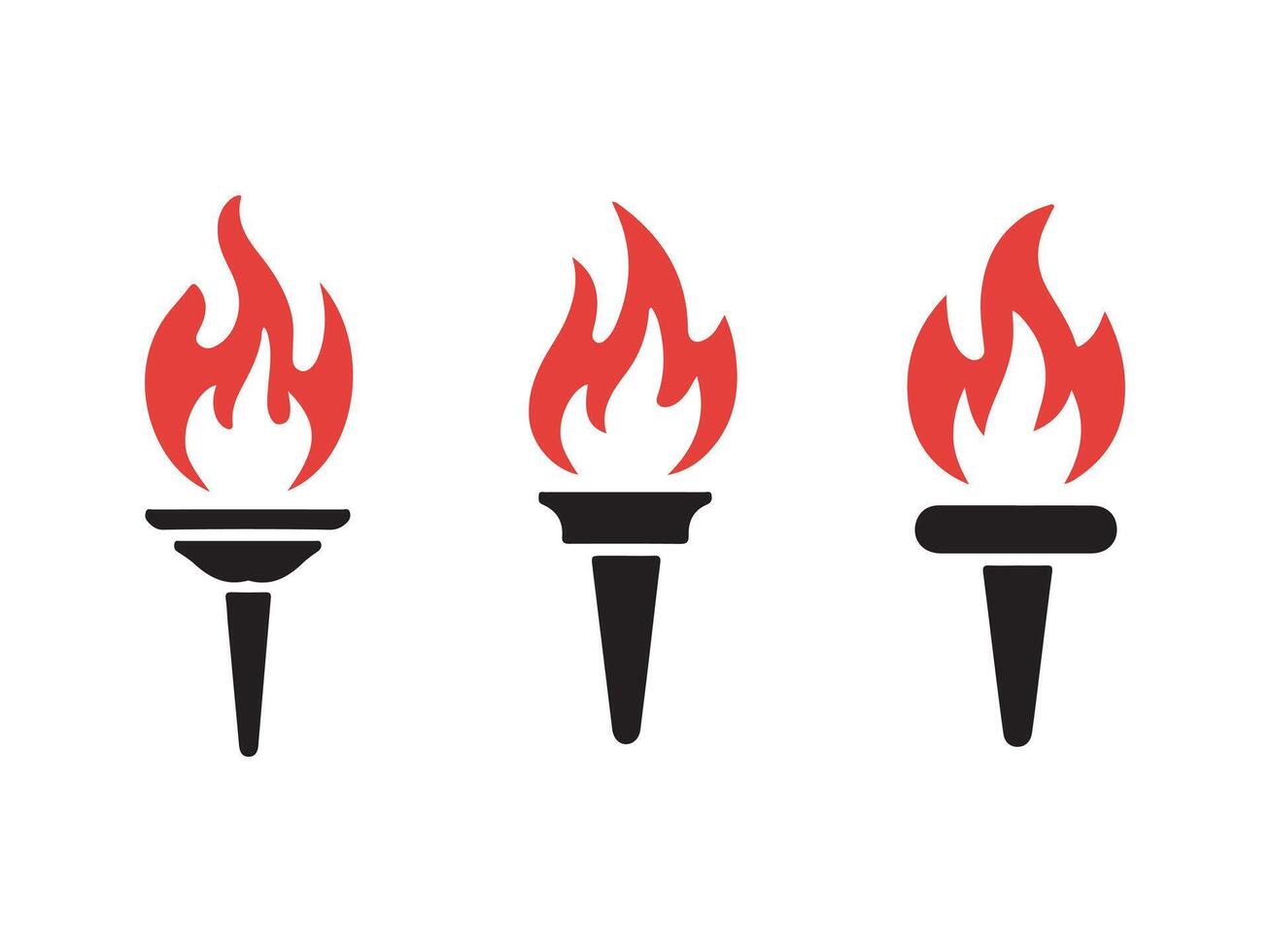 Black Line Art of Three Olympic Torches vector