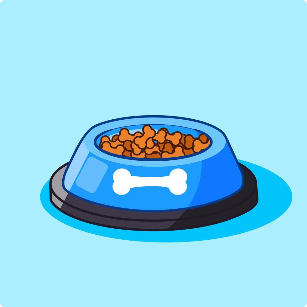 Cute Bowl Food for Pet in Flat Style Design Illustration vector