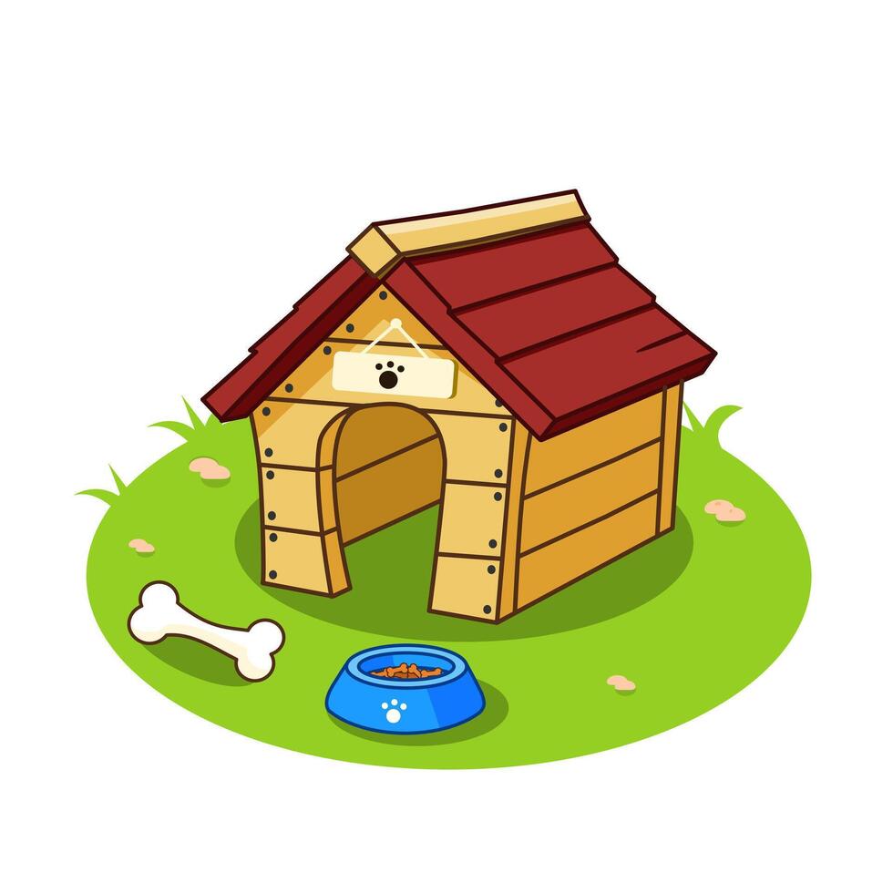 Illustration of Dog House or Pet House Cartoon Flat Design vector