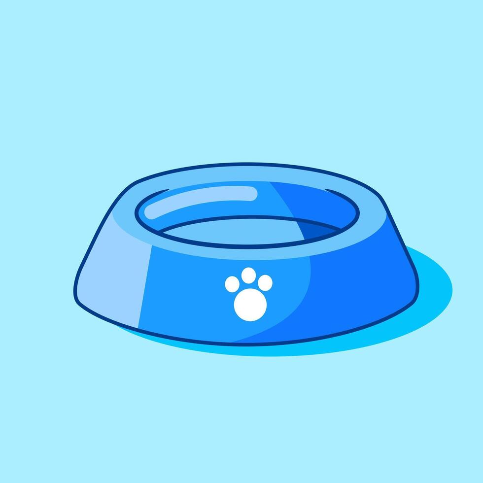 Blue Pet Bowl with Paw Print Illustration Cartoon Design vector