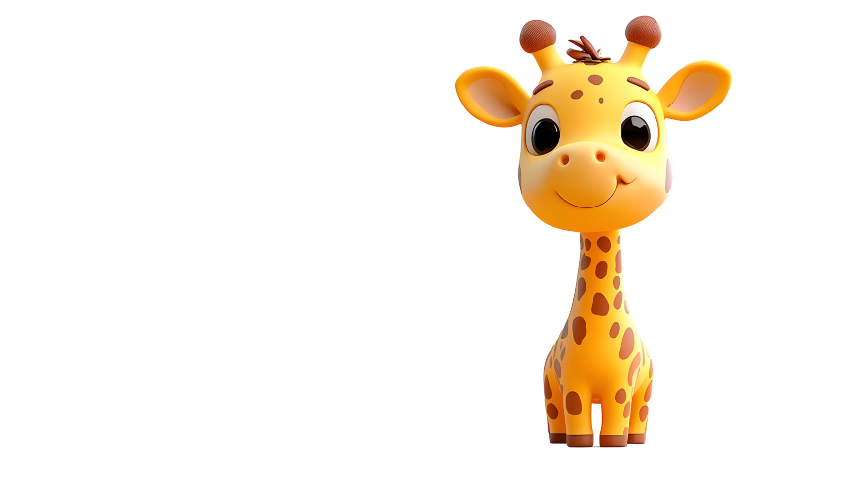Adorable cartoon giraffe character with friendly expression. png