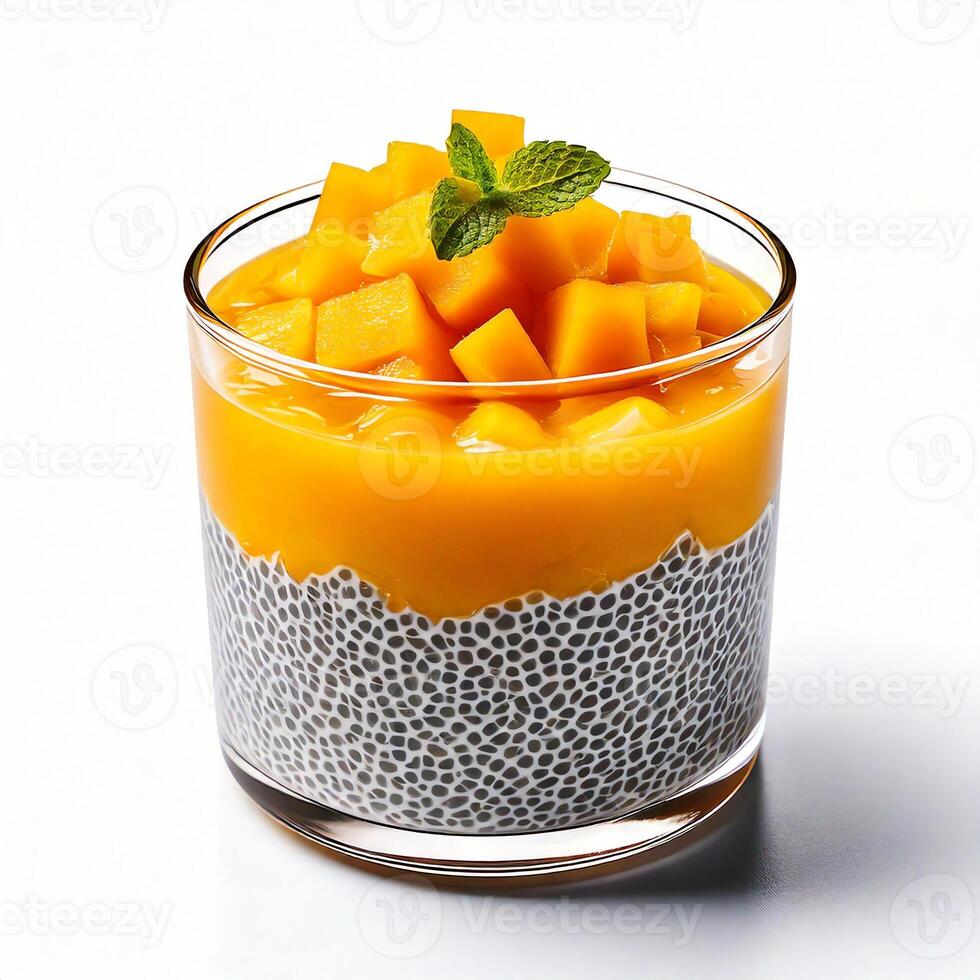 Chia pudding with mangoes photo