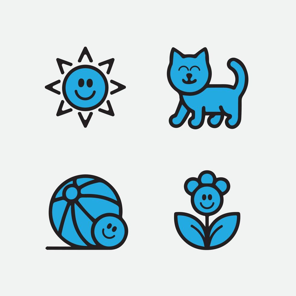 Cute kids minimalistic set illustration vector