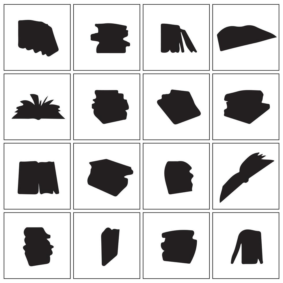 a set of black silhouettes of various objects vector
