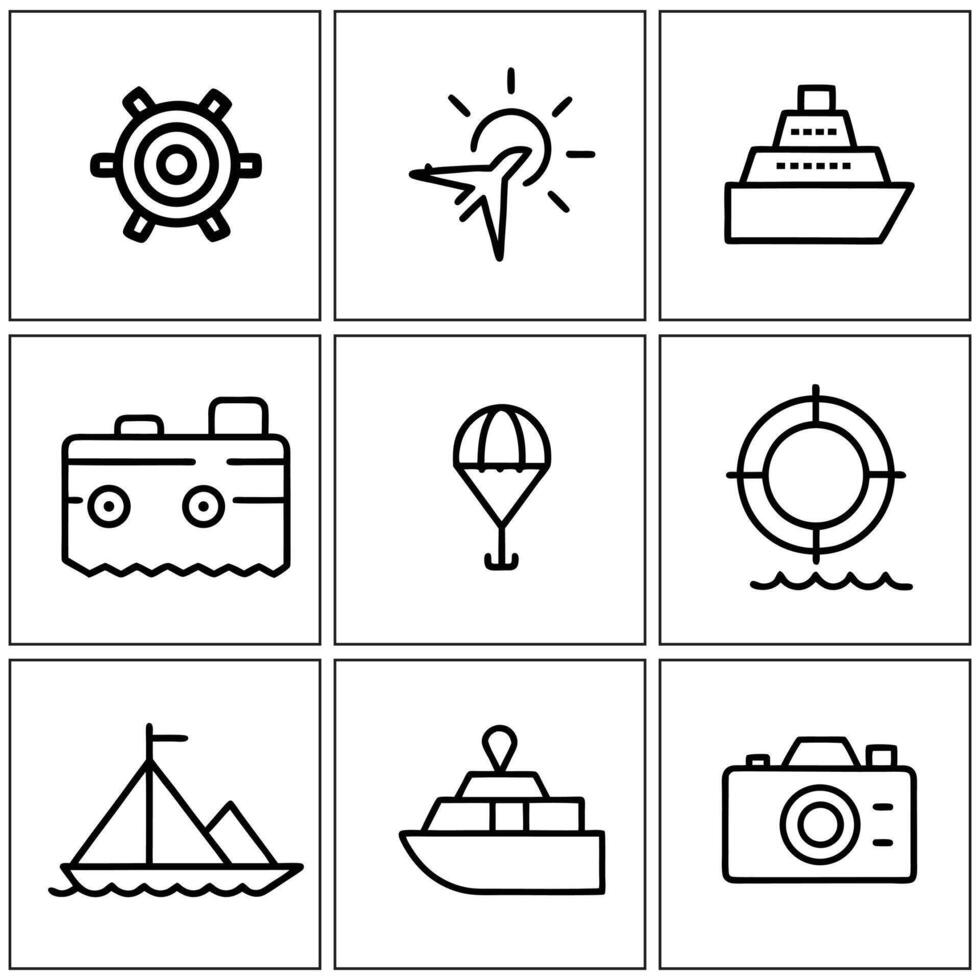 a set of icons depicting various types of travel vector
