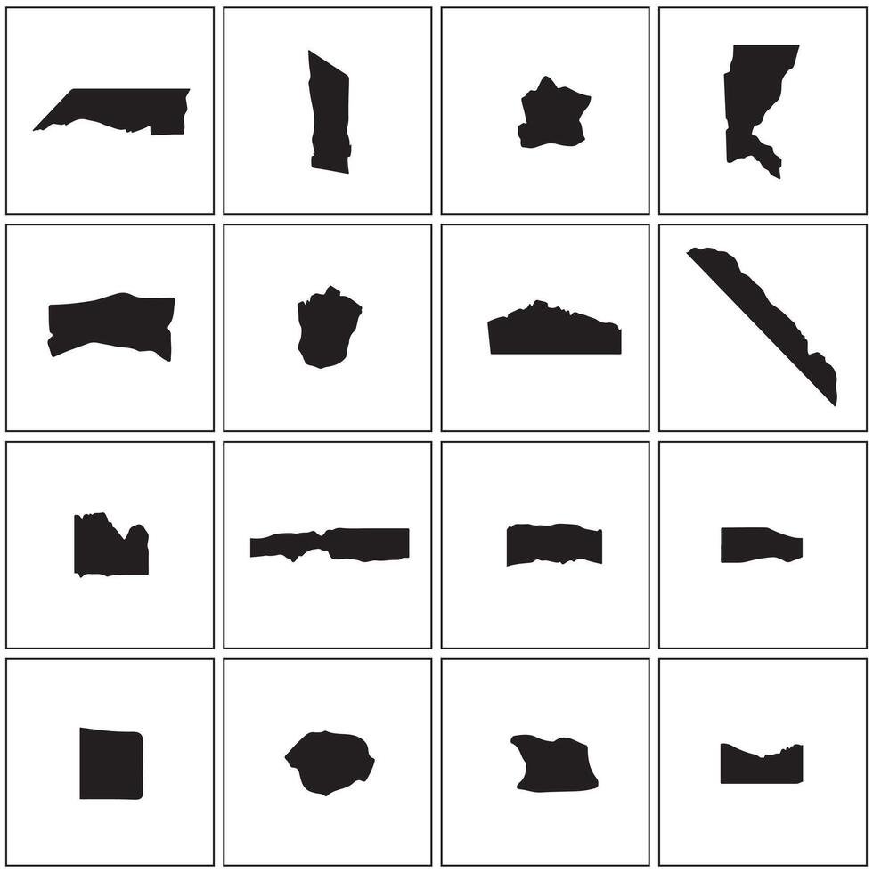 set of black and white icons of different shapes and sizes vector