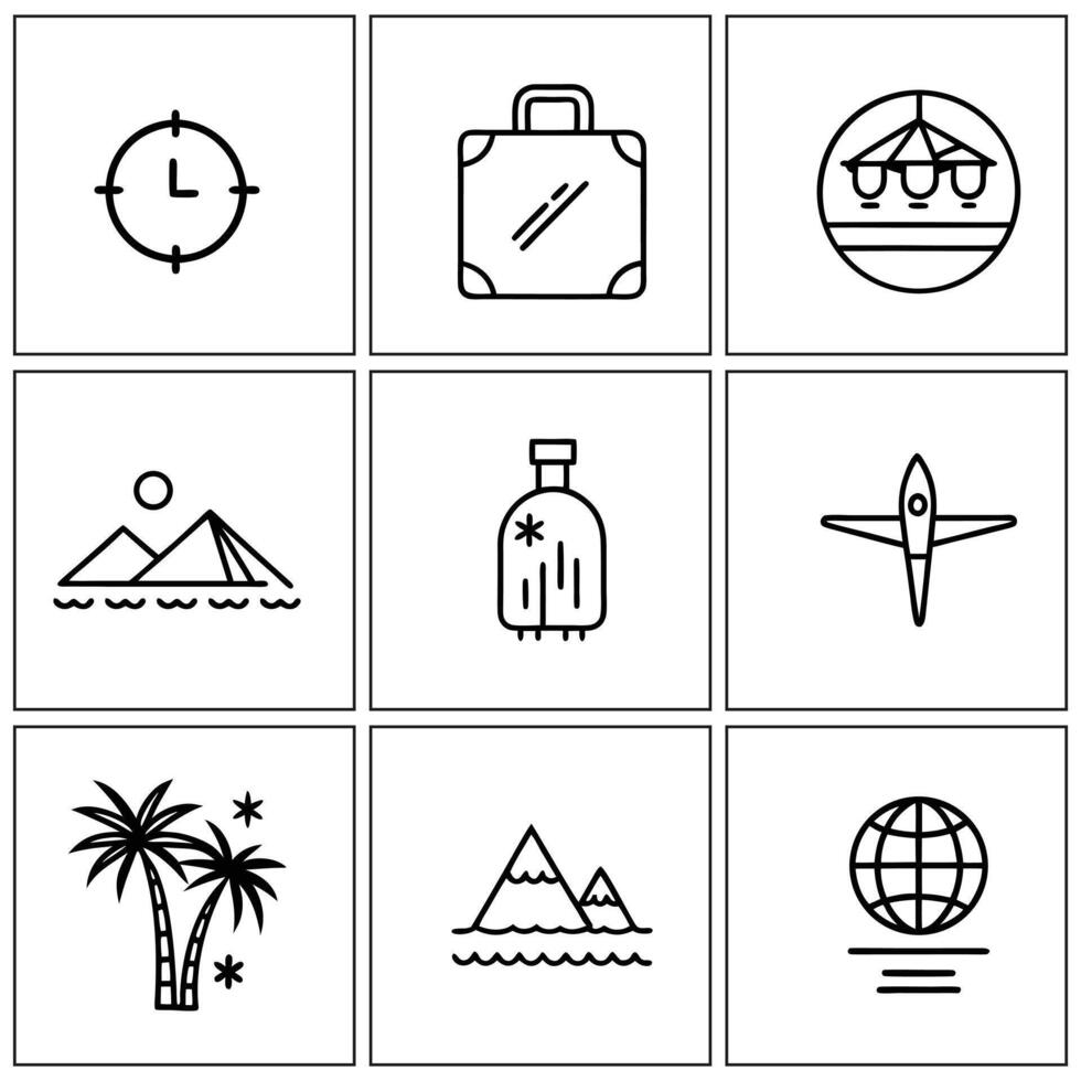 travel icons set on a white background vector