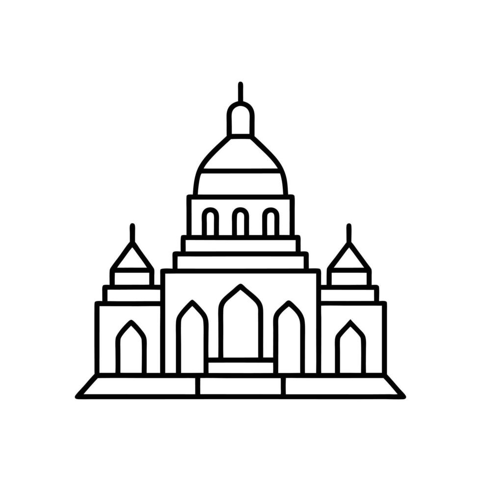 a line drawing of a building with a dome vector