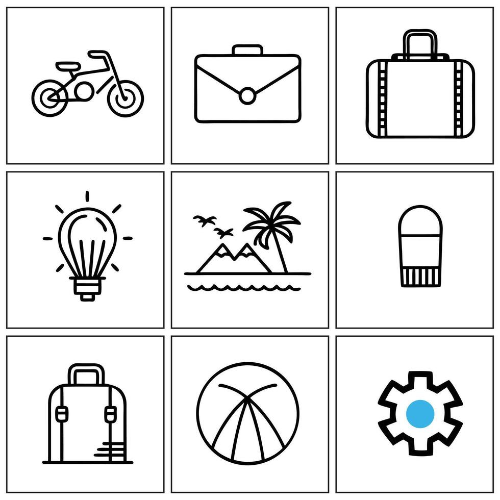 travel icons set design on a white background vector