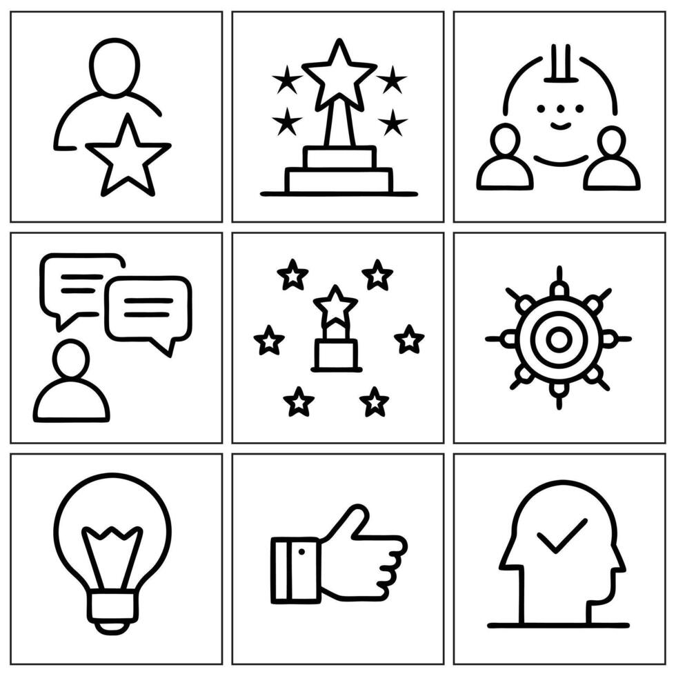 set of business icons, including a star, a person, a star, a person, vector