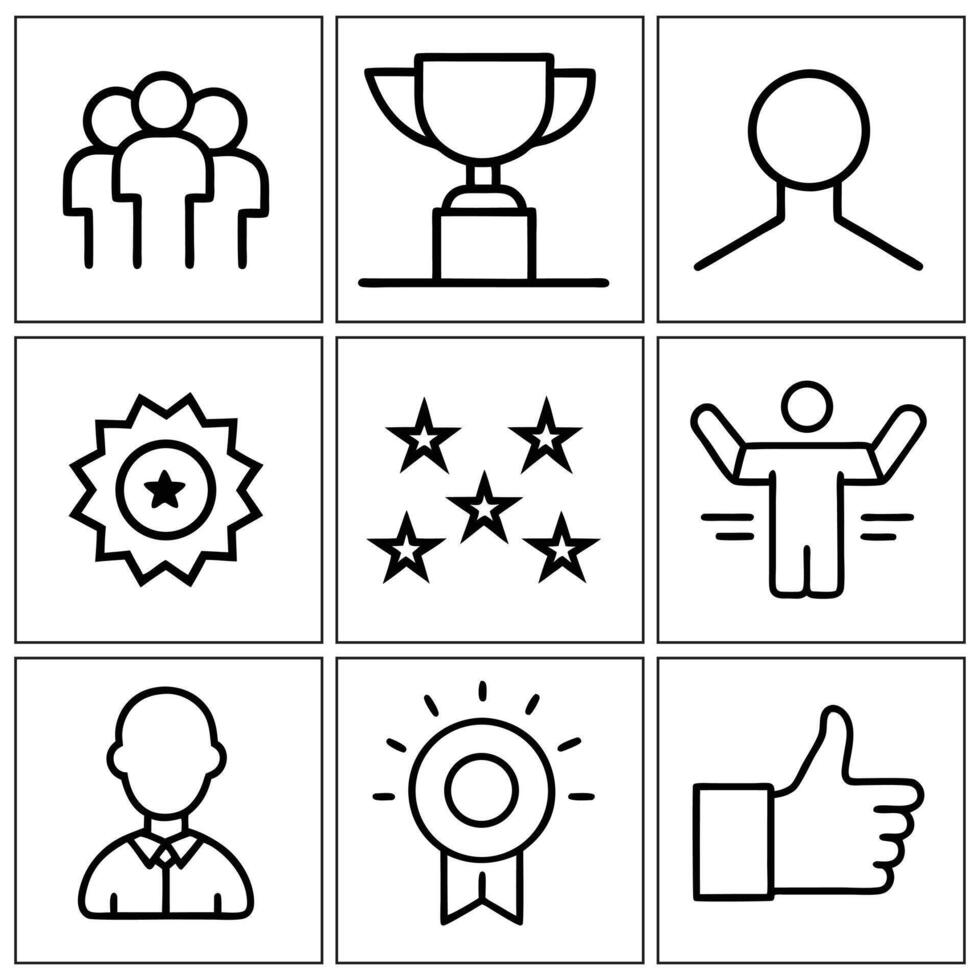 set of icons for business, success, achievement, award vector