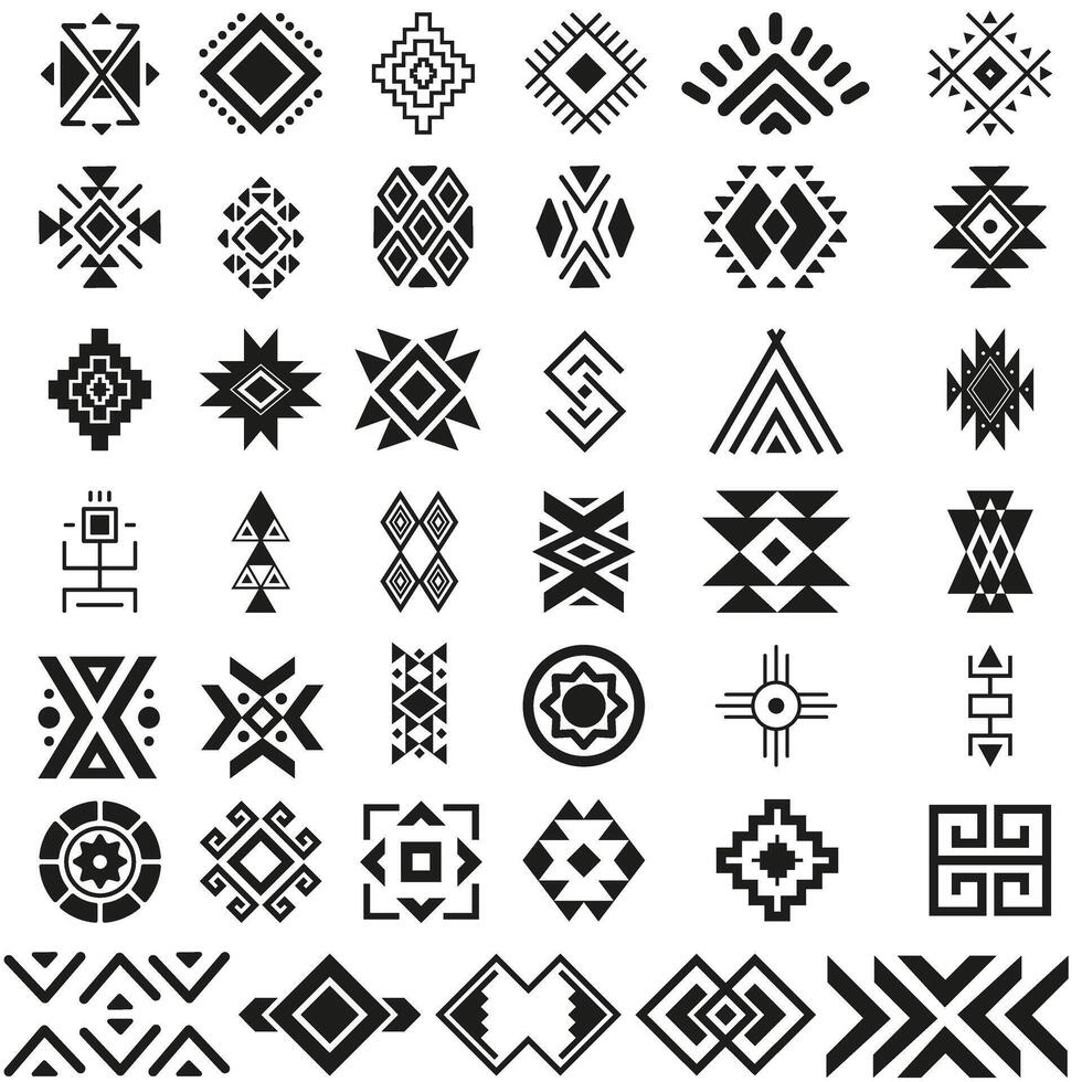 Aztec icon set. Aztec symbol illustration sign. Indian symbols. vector
