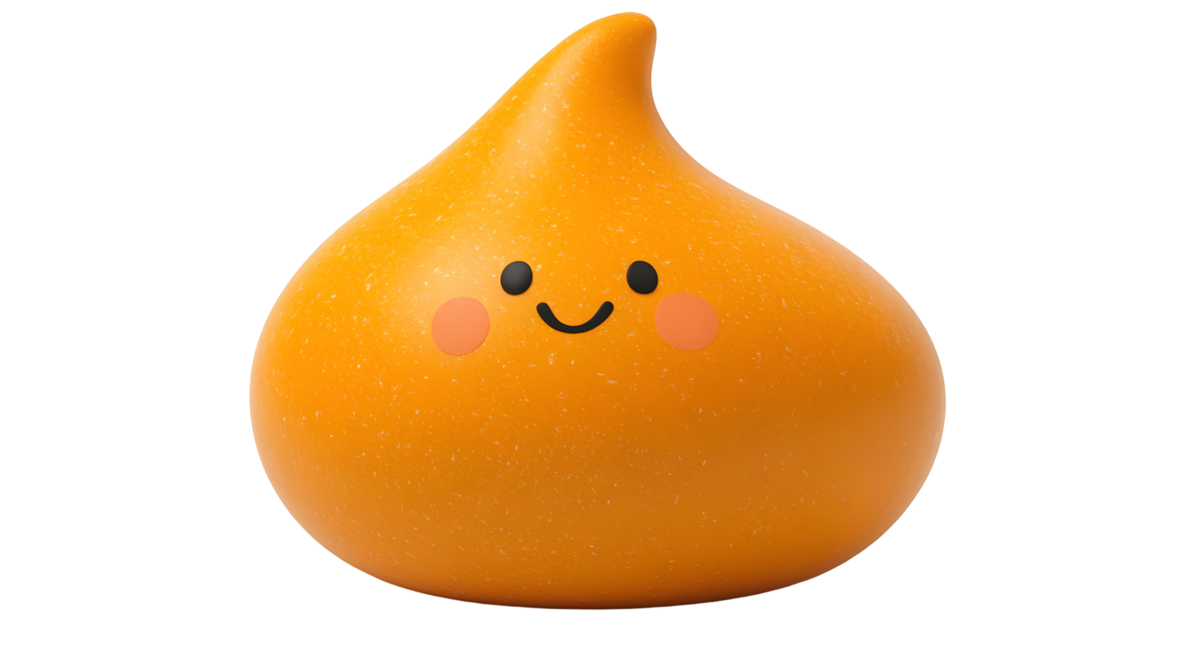 Animated, orange, drop-shaped, character, with a happy expression, digital illustration. png