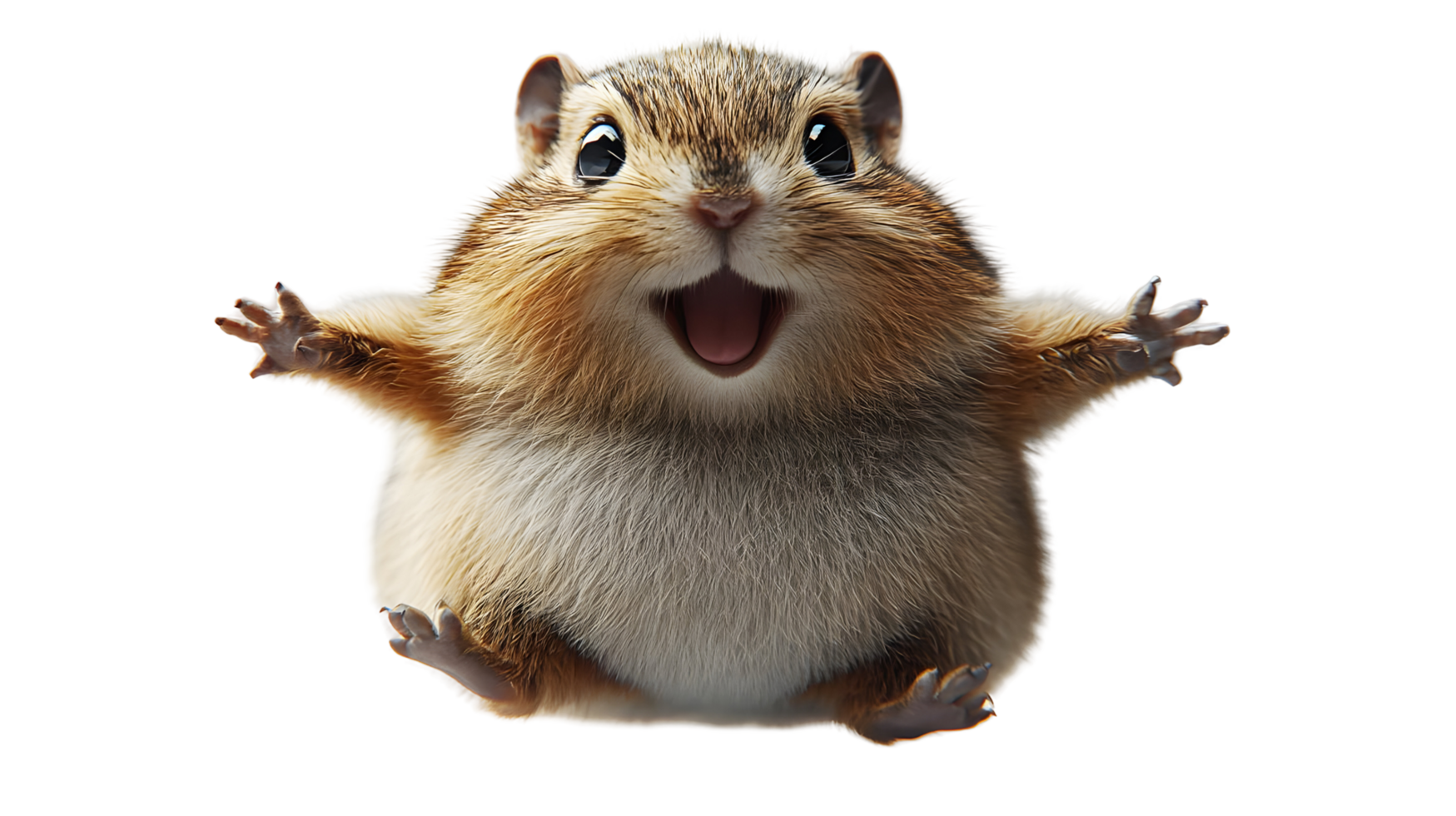 Joyful chipmunk in a contented, happy pose. png