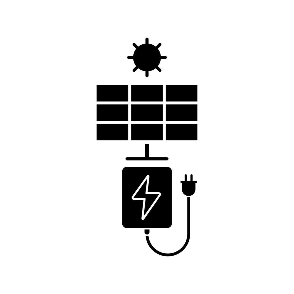 Solar panel black icon, concept illustration, flat symbol, glyph sign. vector