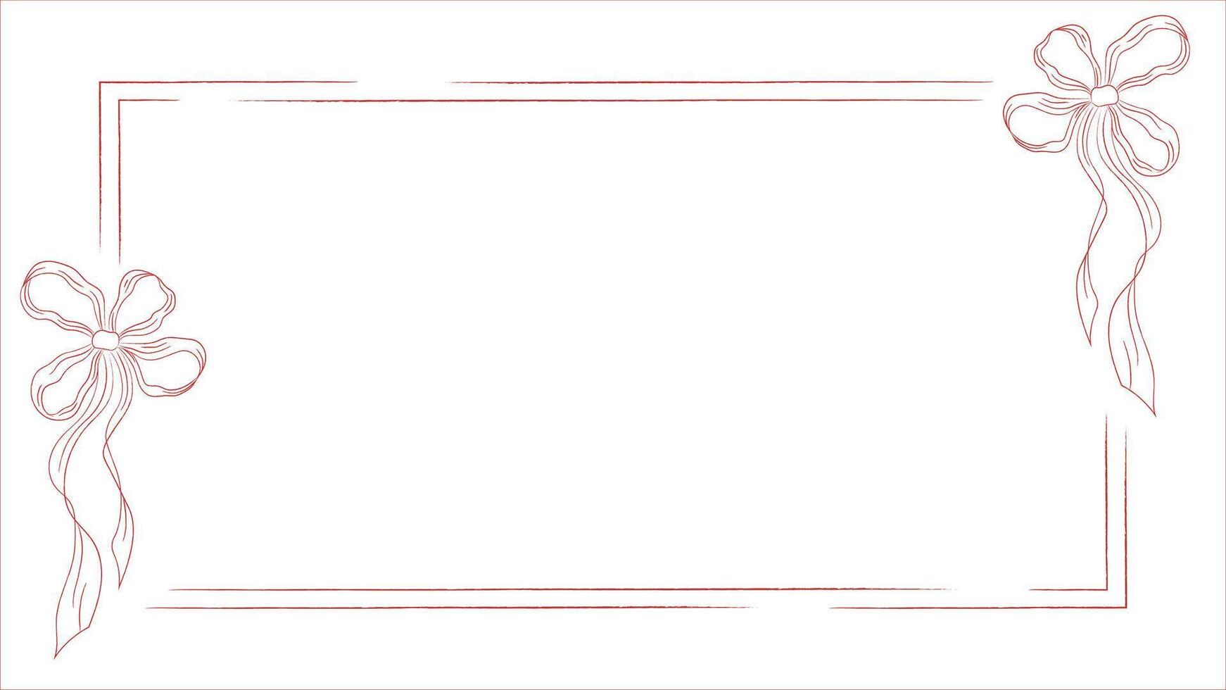 Elegant vintage frame with retro bows and ribbons in line style. template for graphic design, rectangular frame vector