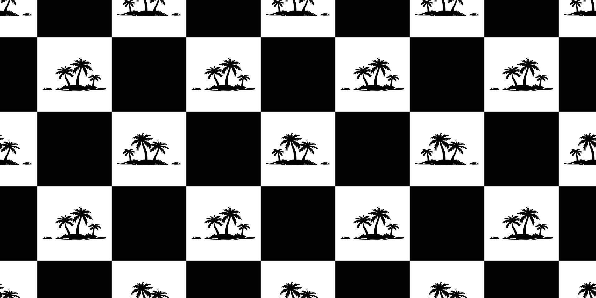 palm tree seamless pattern coconut tree island checked tropical beach summer ocean wrapping paper tile background repeat wallpaper cartoon scarf isolated illustration design vector