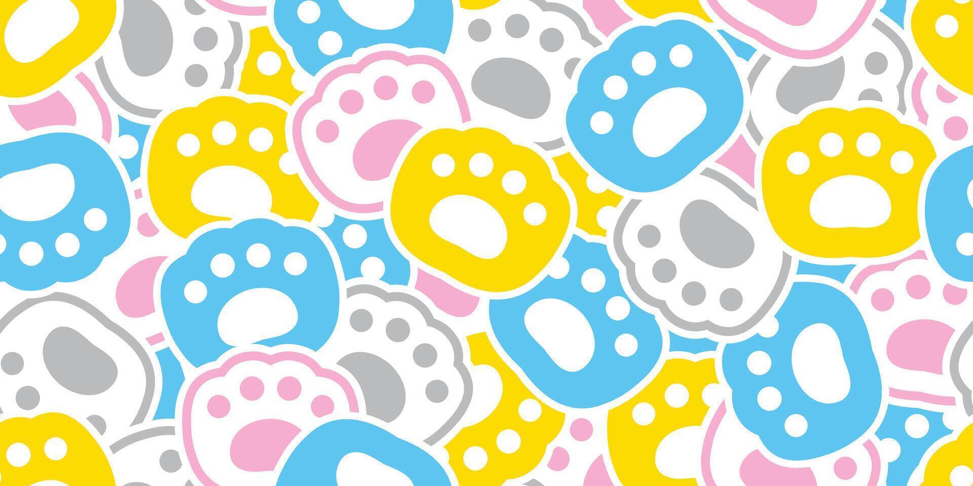 bear paw seamless pattern polar dog cat footprint pet puppy kitten pastel cartoon doodle gift wrapping paper repeat wallpaper tile background scarf isolated illustration design vector