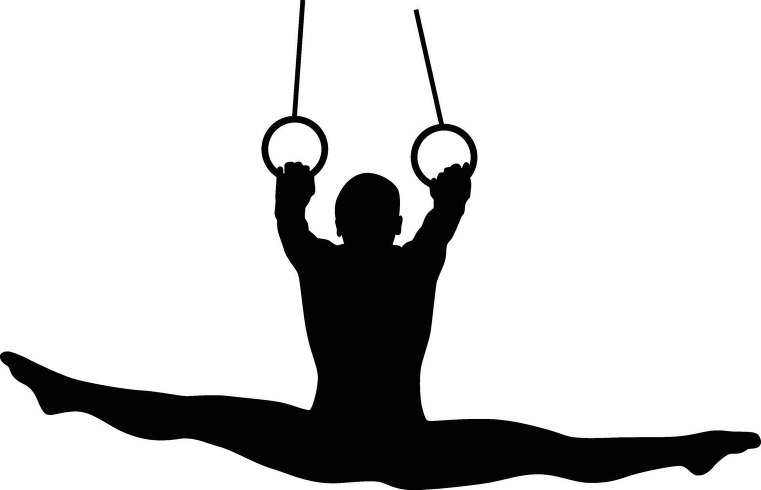 Men hanging on ring silhouette vector