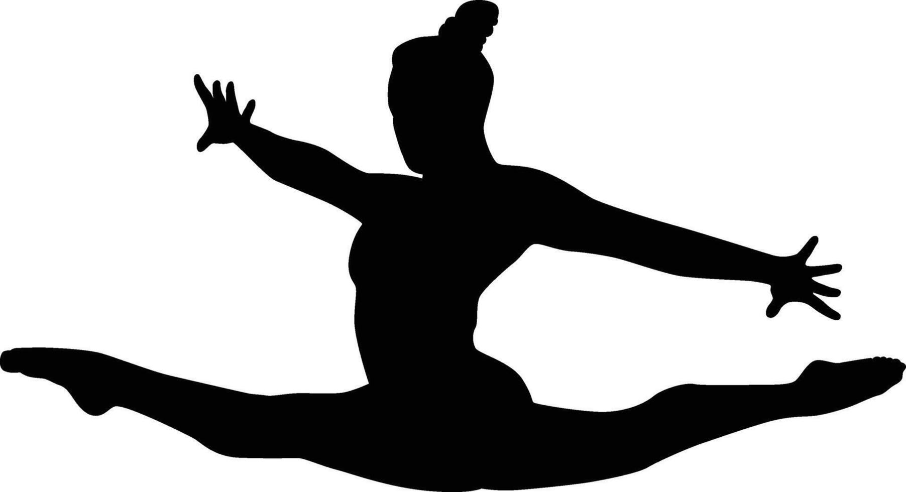Silhouette of women doing gymnastic posing in full body vector