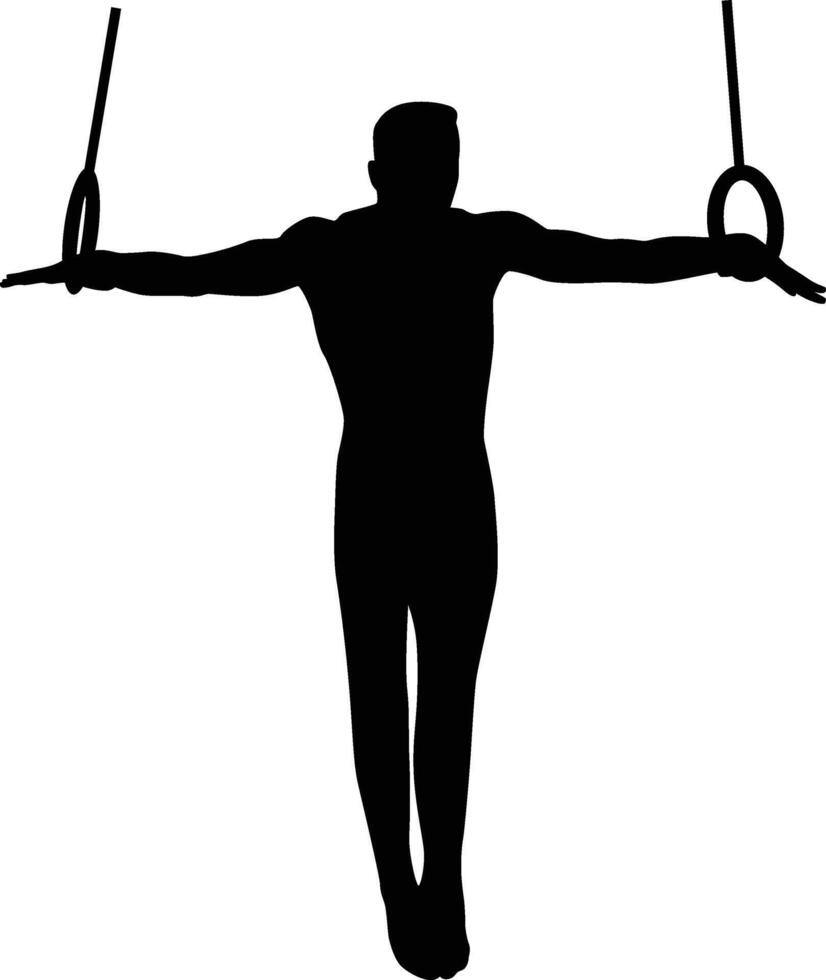 Pose of men hanging on ring silhouette illustration vector