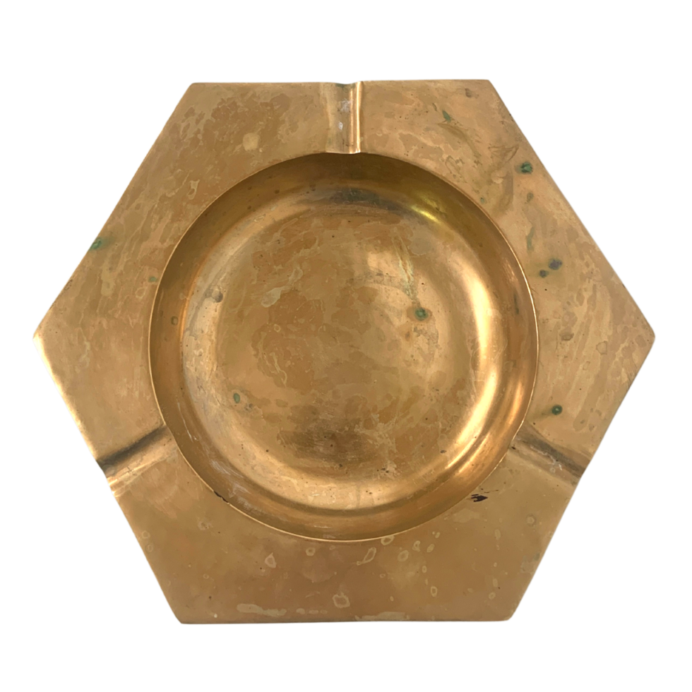 Vintage Brass Hexagon Ashtray png