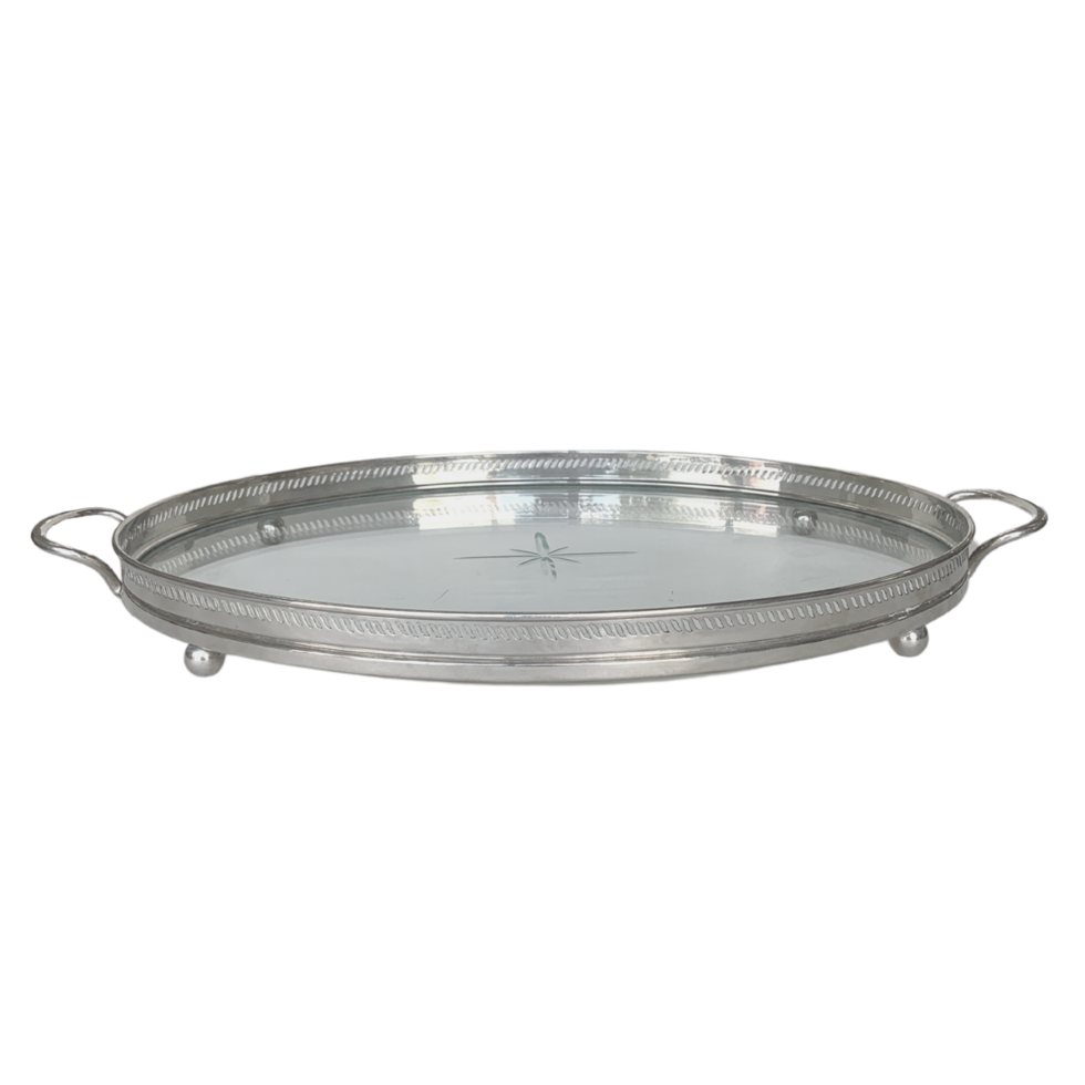 Vintage Glass Silver Tray png