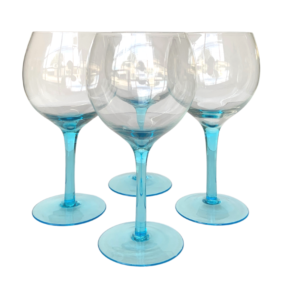 Set of Blue Stem Wine Glasses png