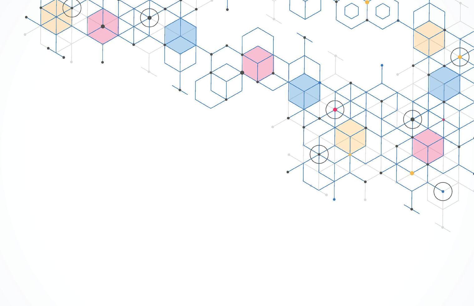 Abstract geometric boxes pattern dot line connection background. Modern technology with square mesh. Geometric on white background with lines. vector