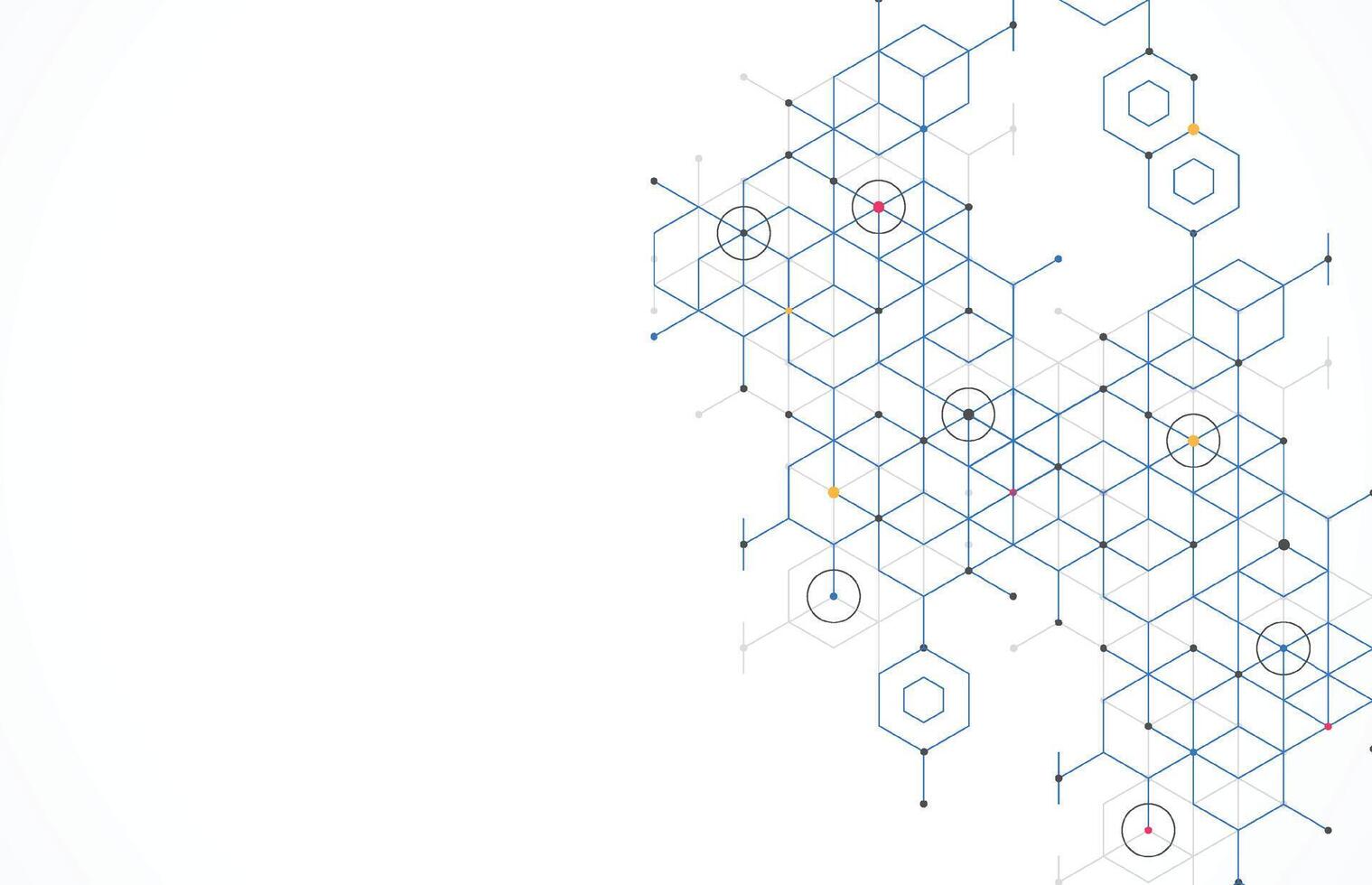Abstract geometric boxes pattern dot line connection background. Modern technology with square mesh. Geometric on white background with lines. Cube cell. illustration vector