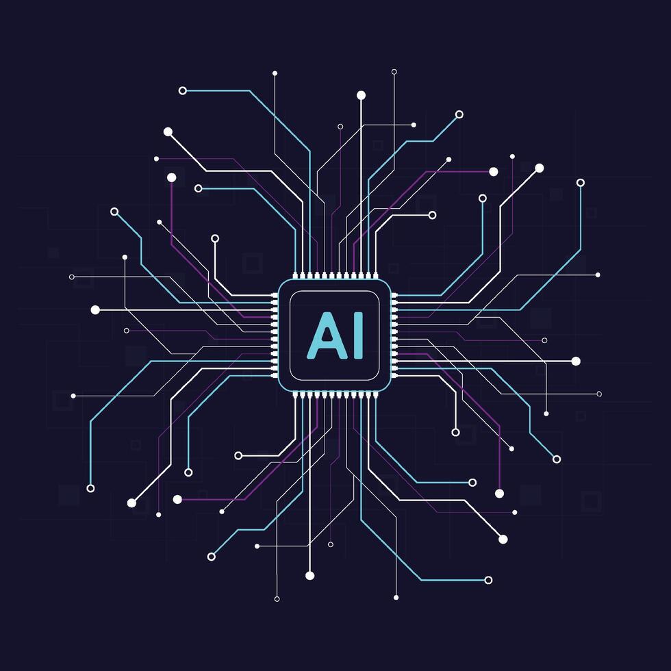 Abstract technology artificial intelligence chipset design futuristic concept technology for web, banner, card, cover. vector
