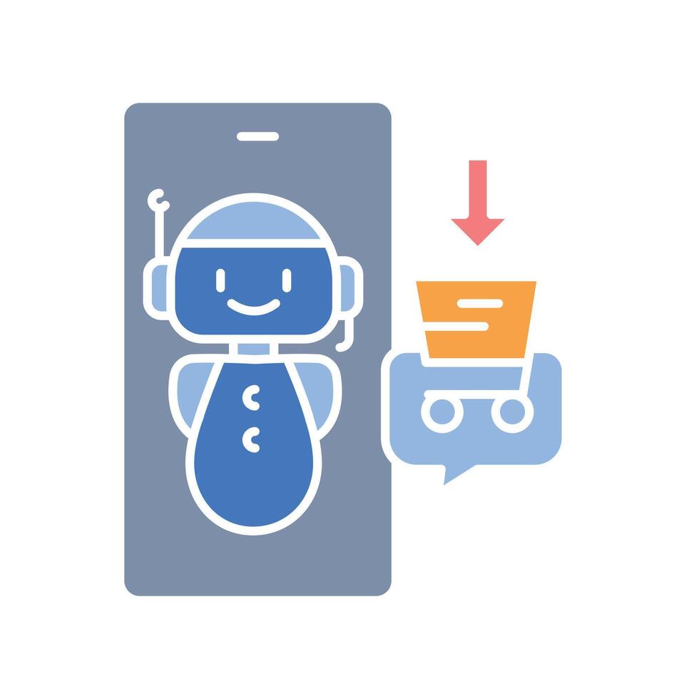 Ai in e-commerce black line icon vector