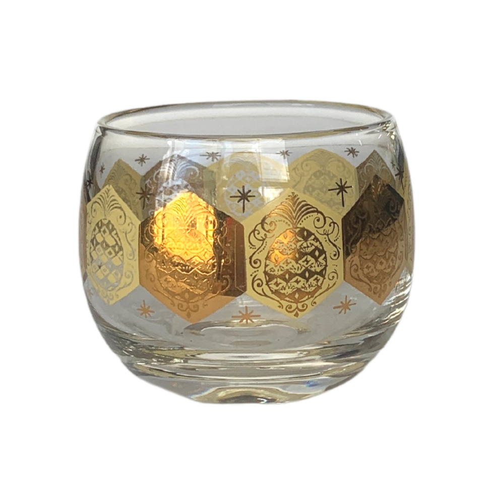 Gold Pineapple Roly Poly Glass png